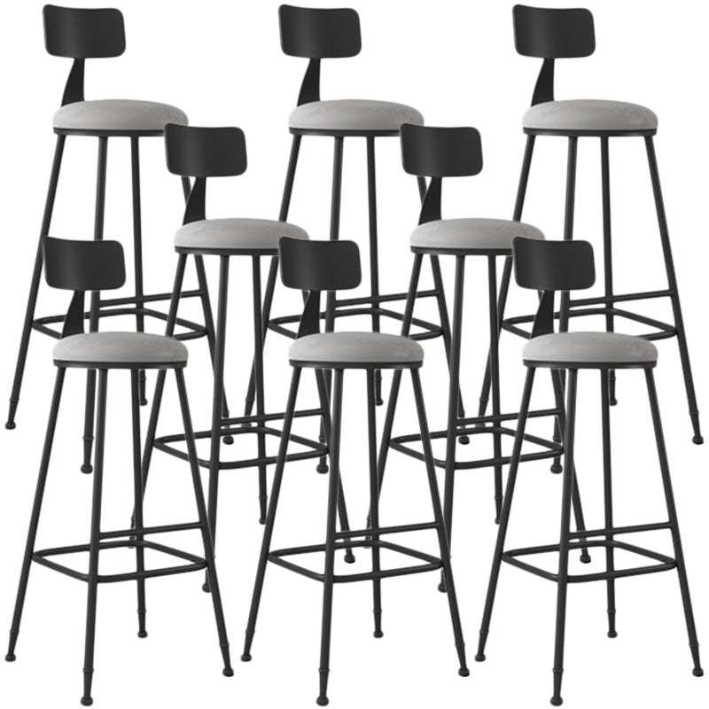 Industrial Armless Backrest Counter Stool Iron Dining Room Bar Stool with Seat and Pedal
