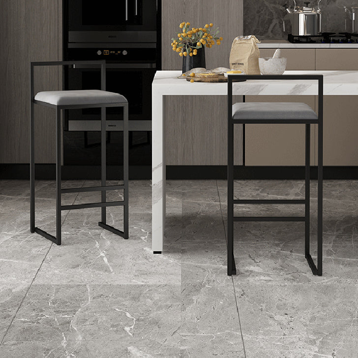 Modern Armless Backrest Counter Stool Iron Kitchen Bar Stool with  Cushion and Pedal