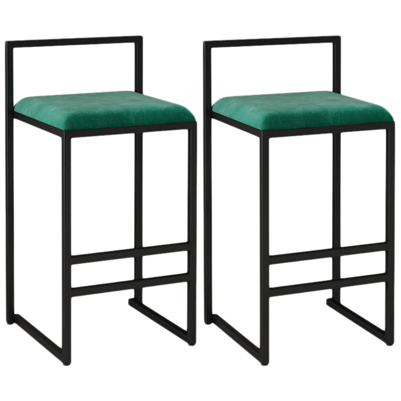 Modern Armless Backrest Counter Stool Iron Kitchen Bar Stool with  Cushion and Pedal