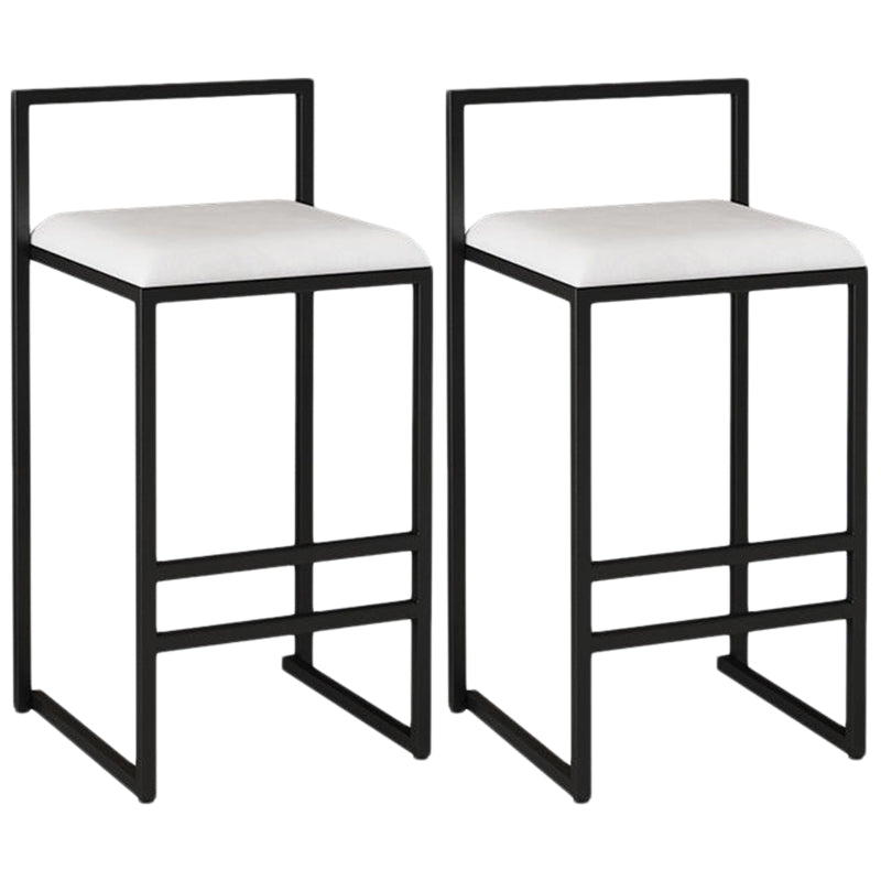 Modern Armless Backrest Counter Stool Iron Kitchen Bar Stool with  Cushion and Pedal