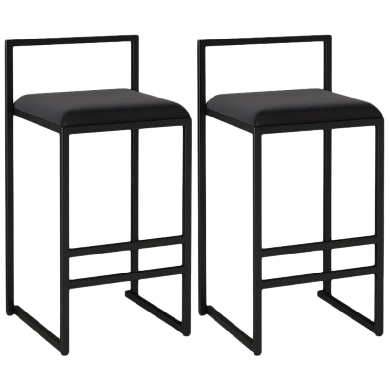 Modern Armless Backrest Counter Stool Iron Kitchen Bar Stool with  Cushion and Pedal