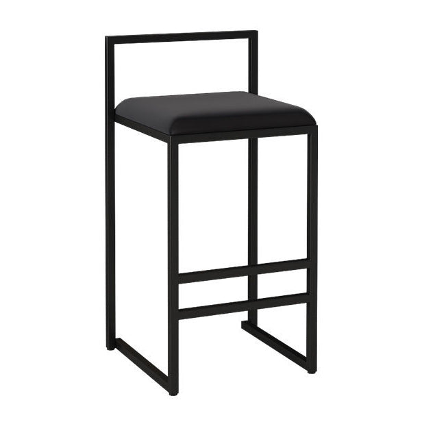 Modern Armless Backrest Counter Stool Iron Kitchen Bar Stool with  Cushion and Pedal