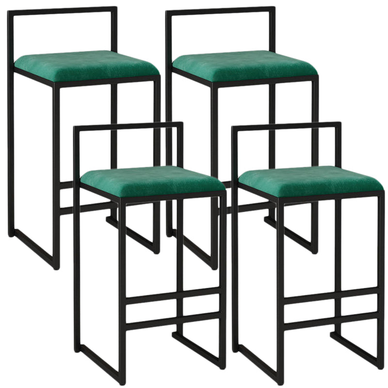 Modern Armless Backrest Counter Stool Iron Kitchen Bar Stool with  Cushion and Pedal