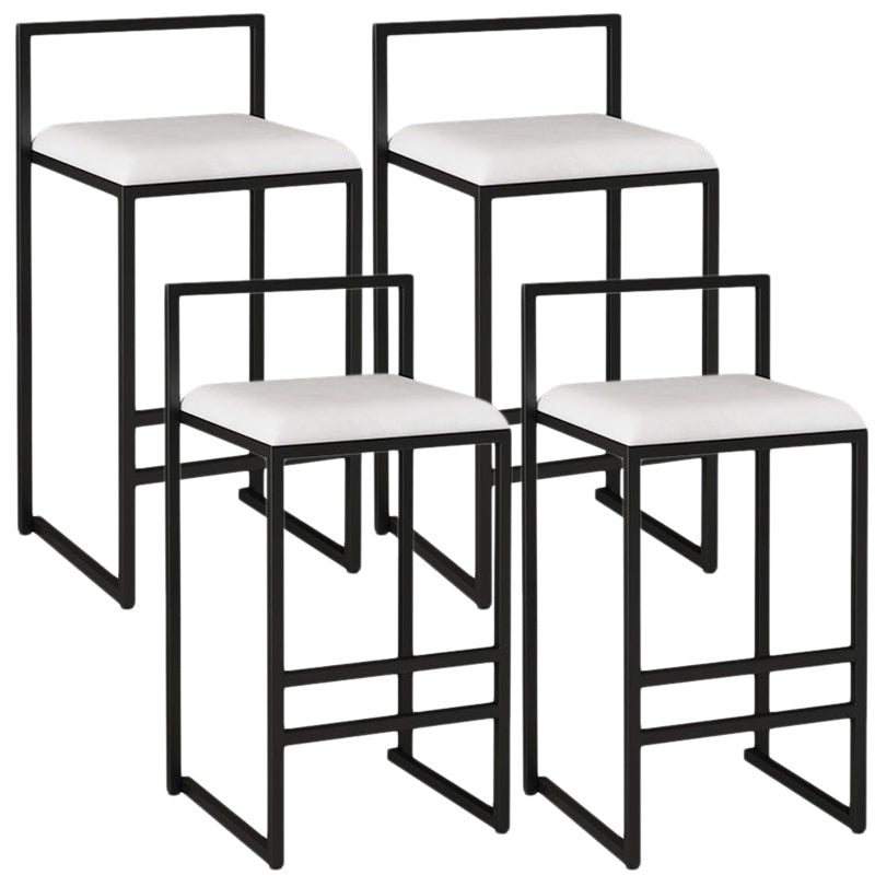 Modern Armless Backrest Counter Stool Iron Kitchen Bar Stool with  Cushion and Pedal