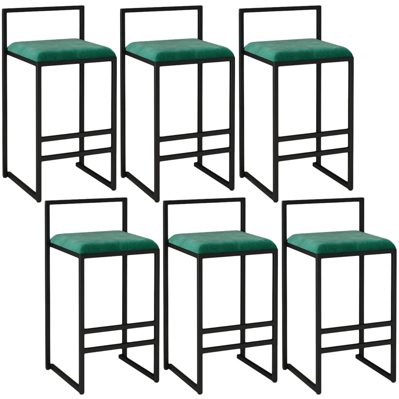 Modern Armless Backrest Counter Stool Iron Kitchen Bar Stool with  Cushion and Pedal