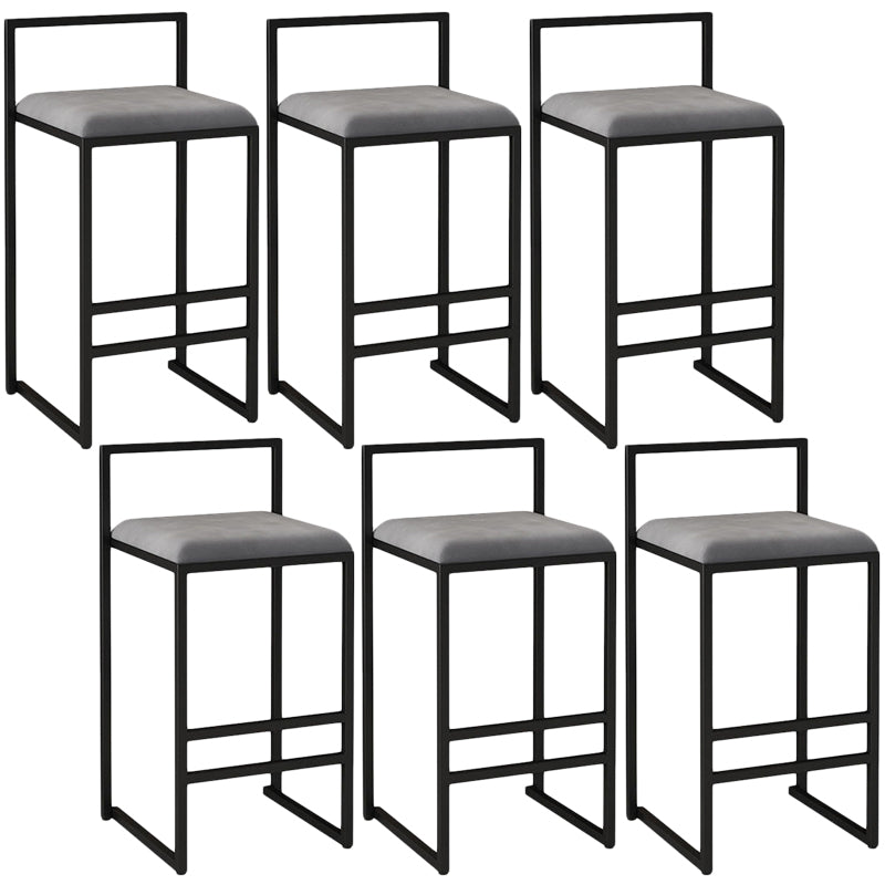 Modern Armless Backrest Counter Stool Iron Kitchen Bar Stool with  Cushion and Pedal