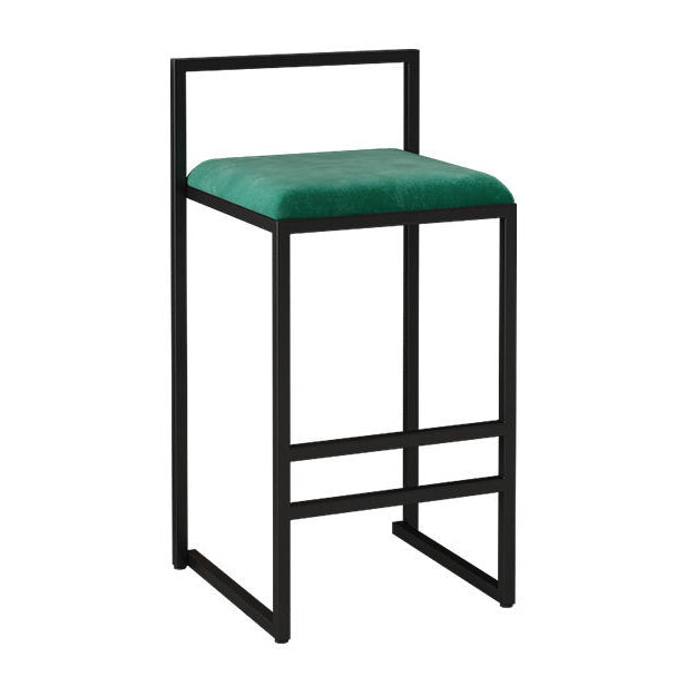 Modern Armless Backrest Counter Stool Iron Kitchen Bar Stool with  Cushion and Pedal