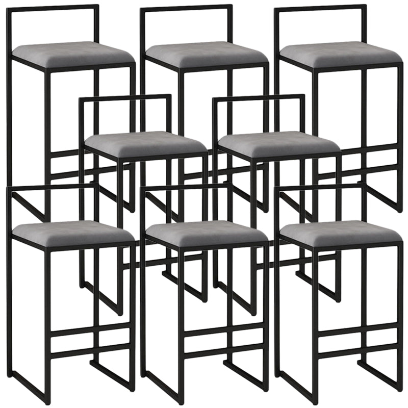 Modern Armless Backrest Counter Stool Iron Kitchen Bar Stool with  Cushion and Pedal