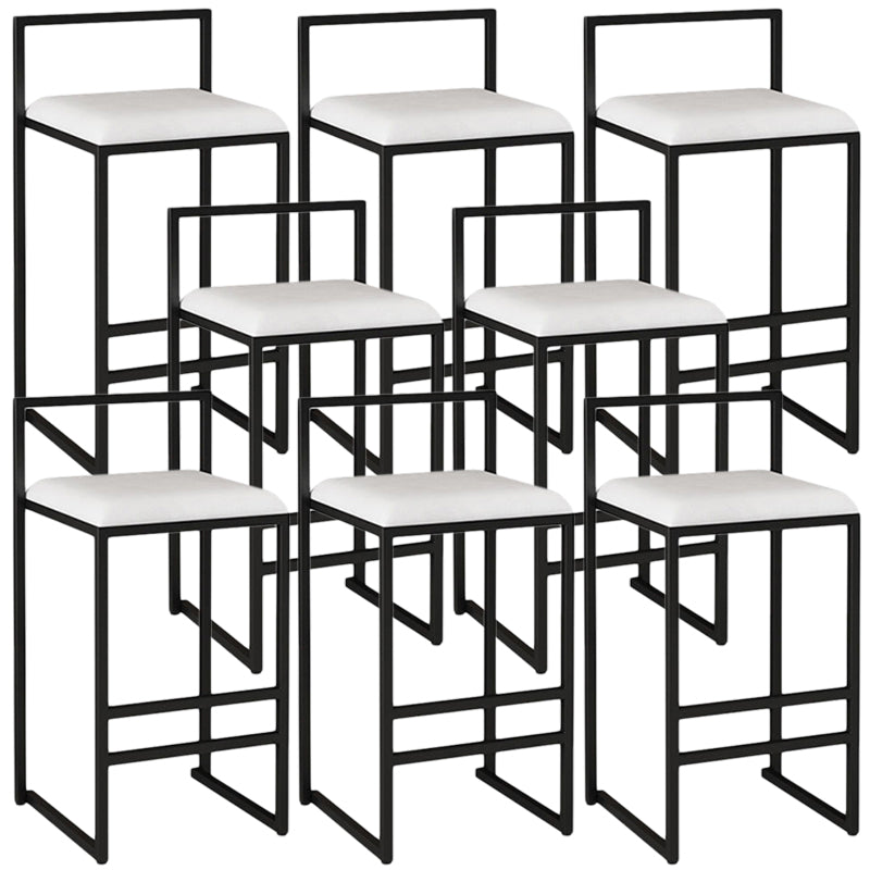 Modern Armless Backrest Counter Stool Iron Kitchen Bar Stool with  Cushion and Pedal