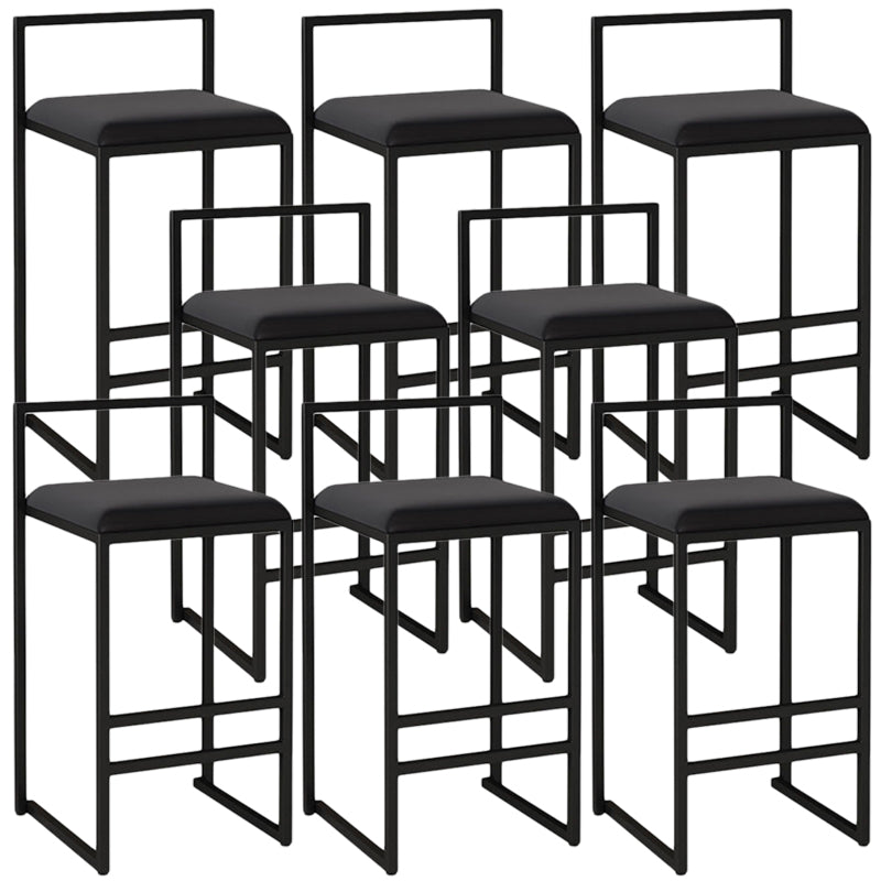 Modern Armless Backrest Counter Stool Iron Kitchen Bar Stool with  Cushion and Pedal