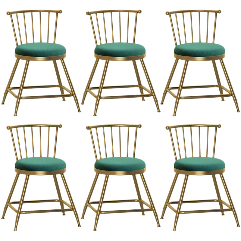 Nordic Armless Backrest Counter Stool Iron Cashier Bar Stool with Velvet Cushion and Pedal