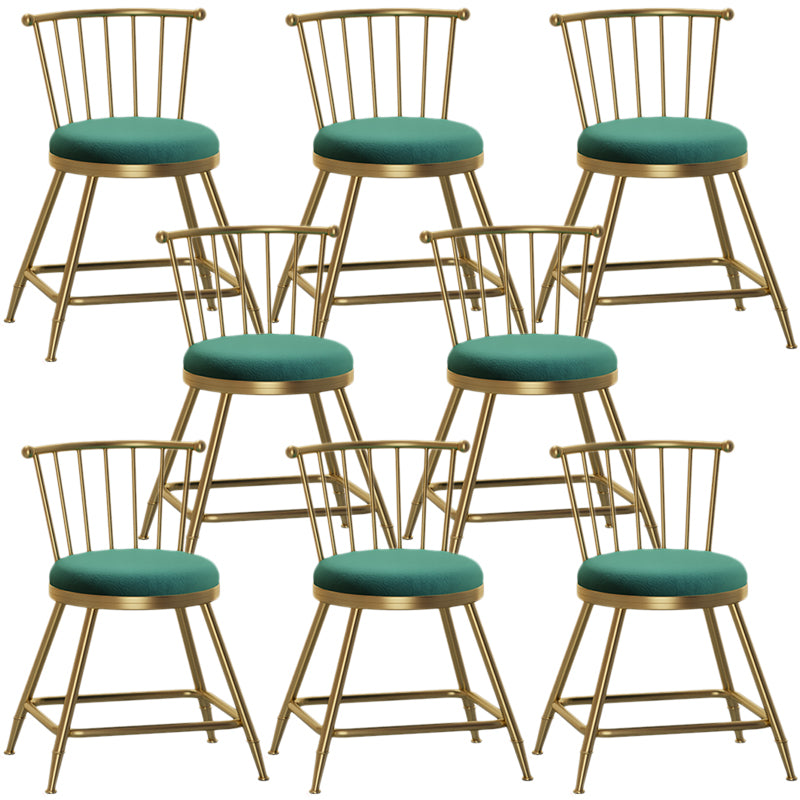 Nordic Armless Backrest Counter Stool Iron Cashier Bar Stool with Velvet Cushion and Pedal