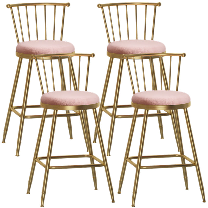 Nordic Armless Backrest Counter Stool Iron Cashier Bar Stool with Velvet Cushion and Pedal