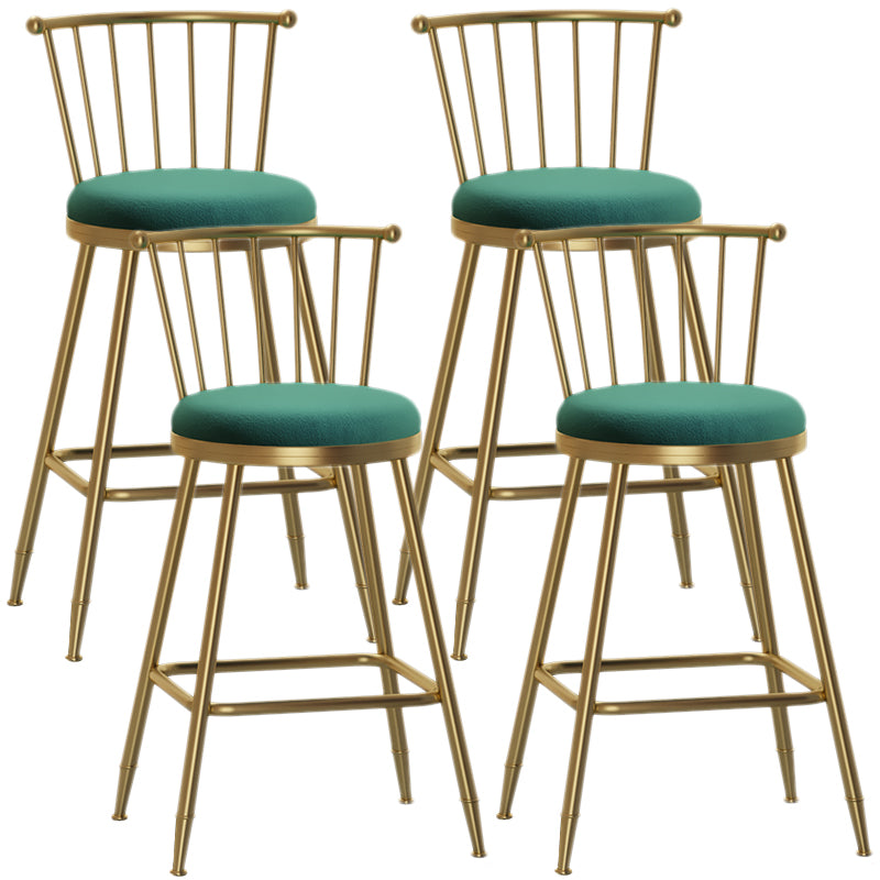 Nordic Armless Backrest Counter Stool Iron Cashier Bar Stool with Velvet Cushion and Pedal