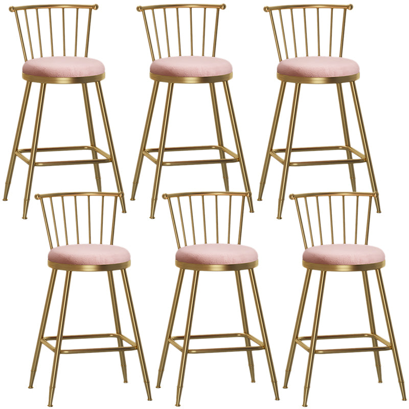 Nordic Armless Backrest Counter Stool Iron Cashier Bar Stool with Velvet Cushion and Pedal