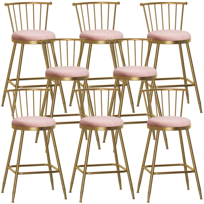 Nordic Armless Backrest Counter Stool Iron Cashier Bar Stool with Velvet Cushion and Pedal