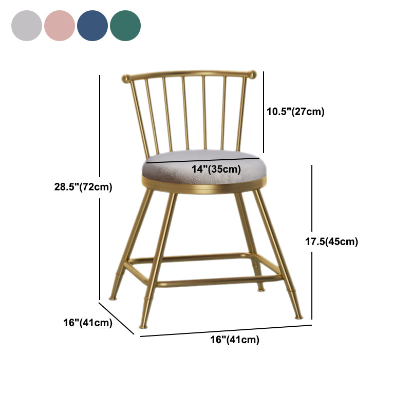 Nordic Armless Backrest Counter Stool Iron Cashier Bar Stool with Velvet Cushion and Pedal