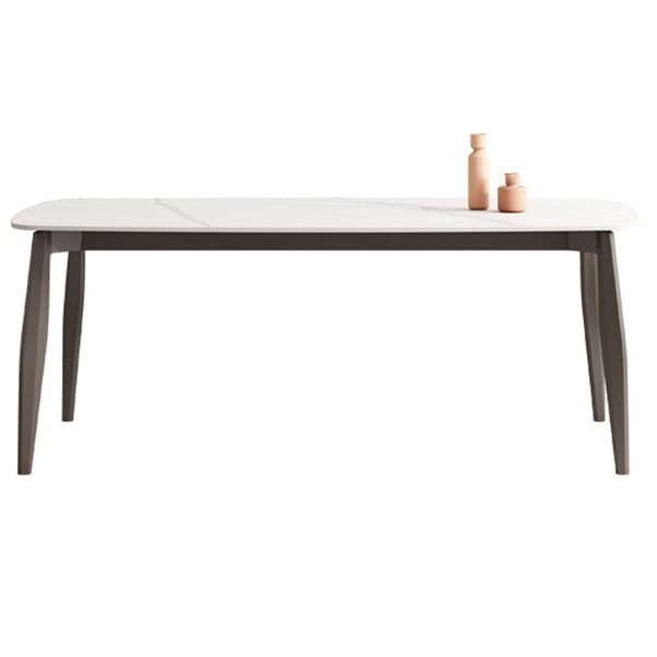 Industrial Rectangle Dinette Table Tripod Base Dining Table with White Stone Top