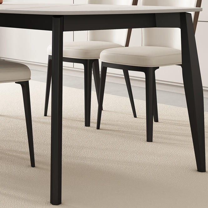 Industrial Rectangle Dinette Table Tripod Base Dining Table with White Stone Top