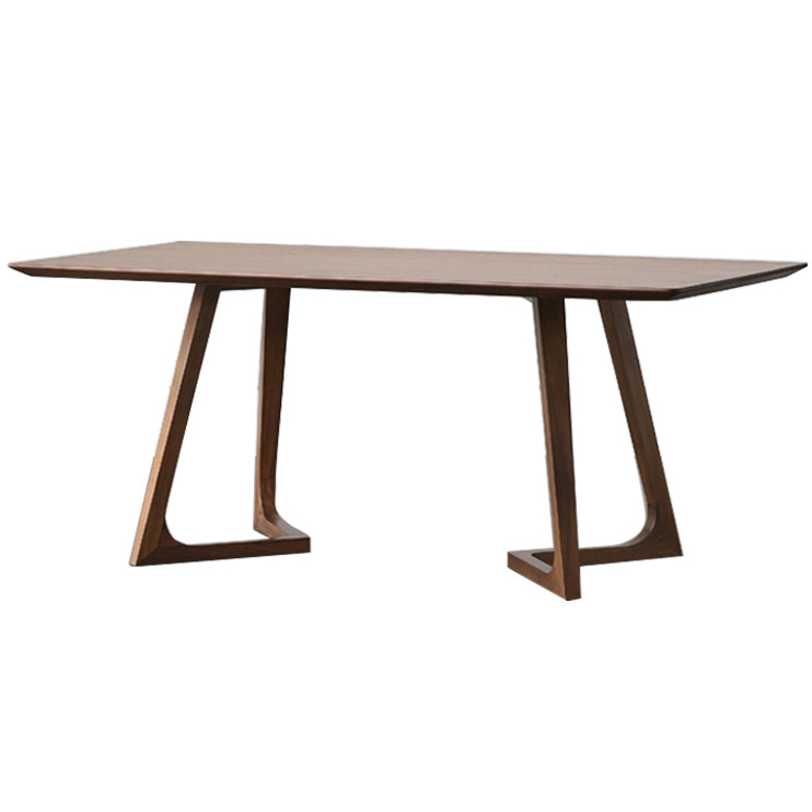 Modern Solid Wood Dining Room Collection Double Pedestal Dining Table in Walnut