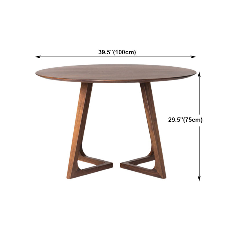 Modern Solid Wood Dining Room Collection Double Pedestal Dining Table in Walnut