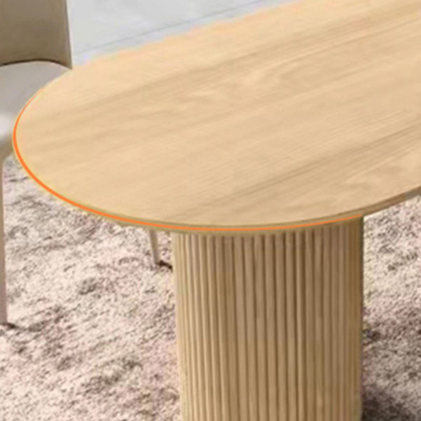 Natural Oval Dining Site Table Pine Solid Wood Modern Double Pedestal Table