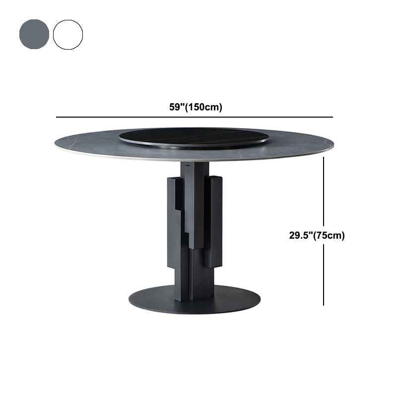 Round Stone Top Dining Table Contemporary Dining Table with Turntable