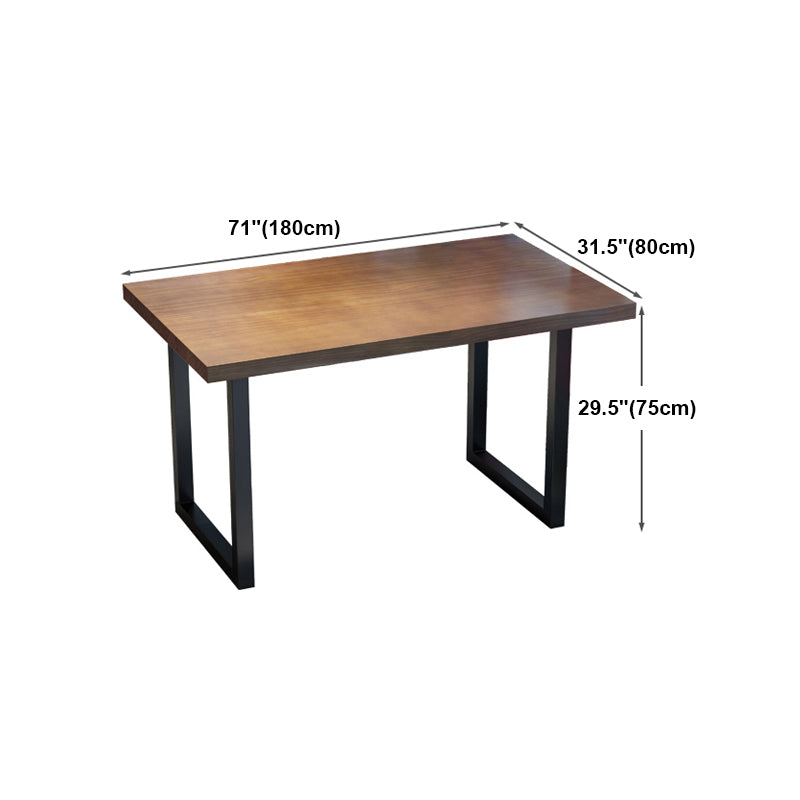 Brown Solid Wood Dining Table Industrial Rectangle Dining Table with Black Frame