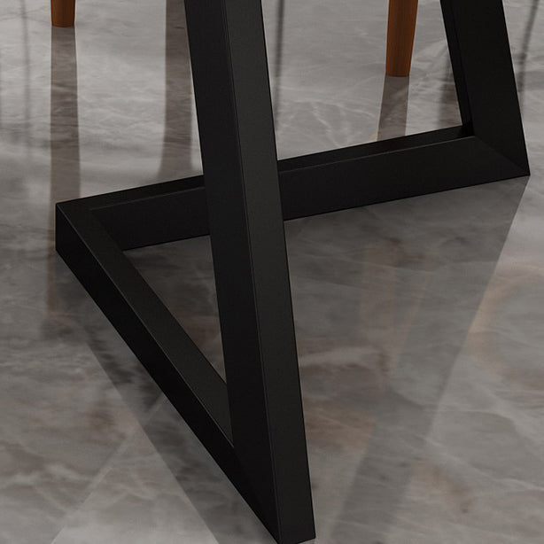 Solid Wood Dining Table Industrial Brown Dining Table with Black Frame