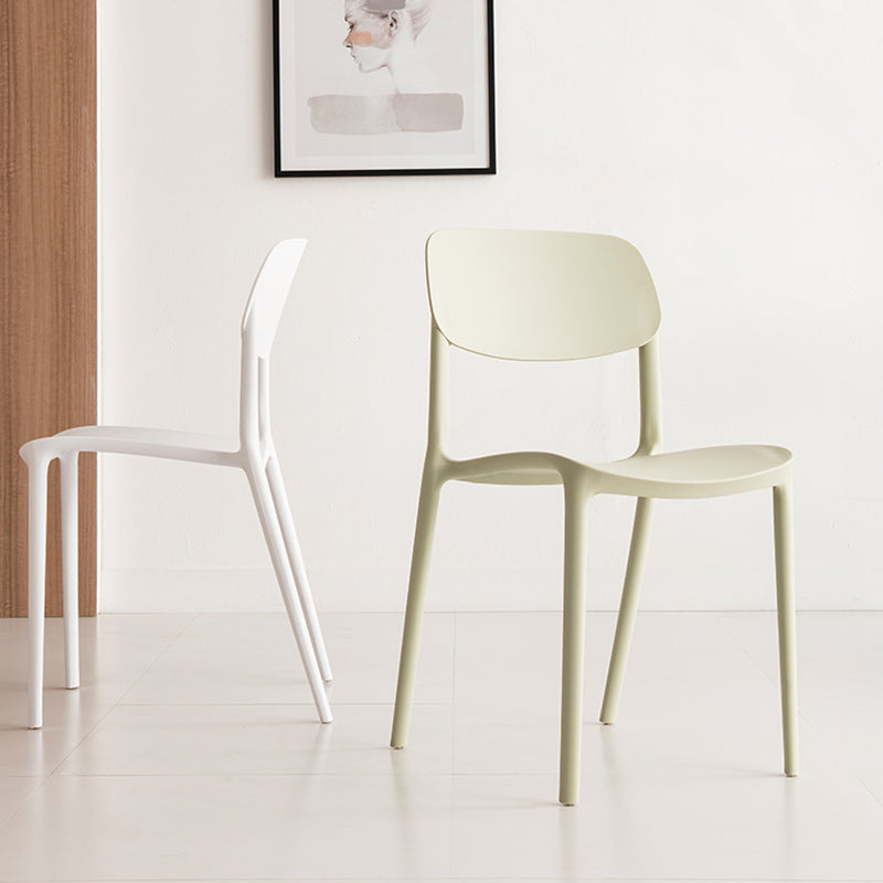 Glam Style Dining Room Chair Plastic Open Back Chair for Indoor