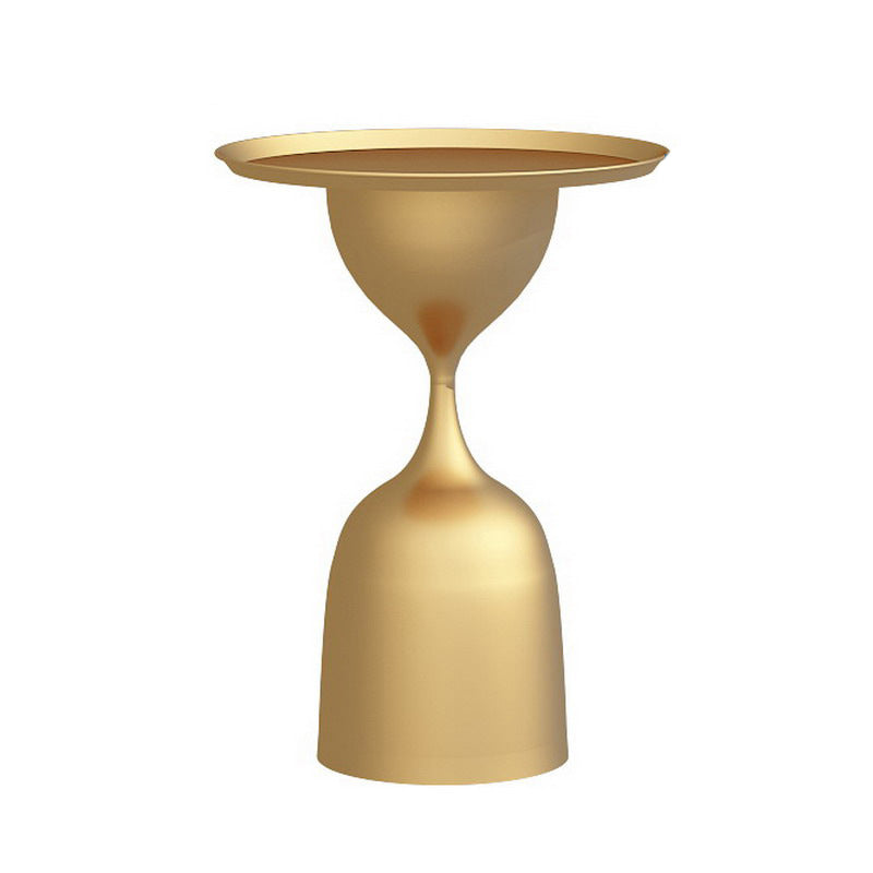 17.7"/26.3" Tall Metal Pedestal End Table Round Tray Top Side End Table