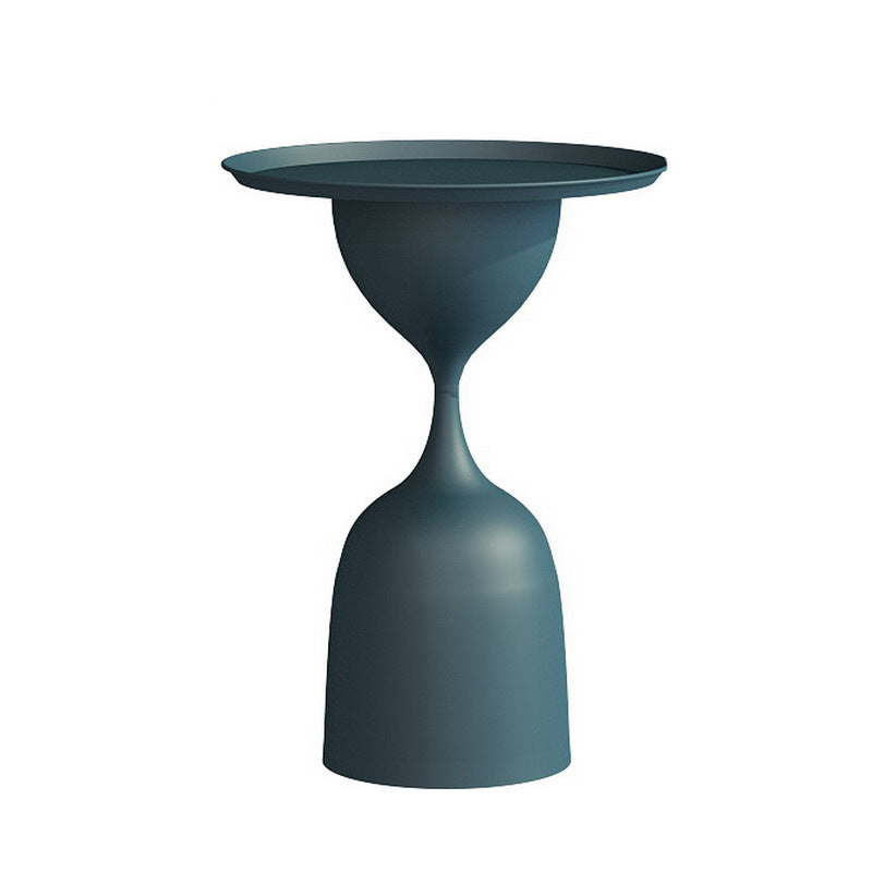 17.7"/26.3" Tall Metal Pedestal End Table Round Tray Top Side End Table