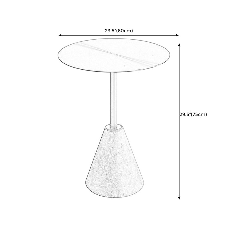 Stone Pedestal End Table Metal Round Side End Table for Living Room