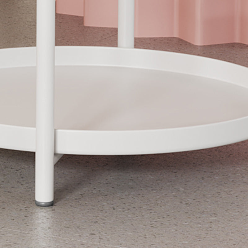 20.4" Tall 4 Legs/Cross Legs End Table Metal Round Tray Top Side End Table