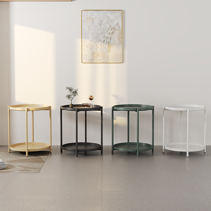 20.4" Tall 4 Legs/Cross Legs End Table Metal Round Tray Top Side End Table