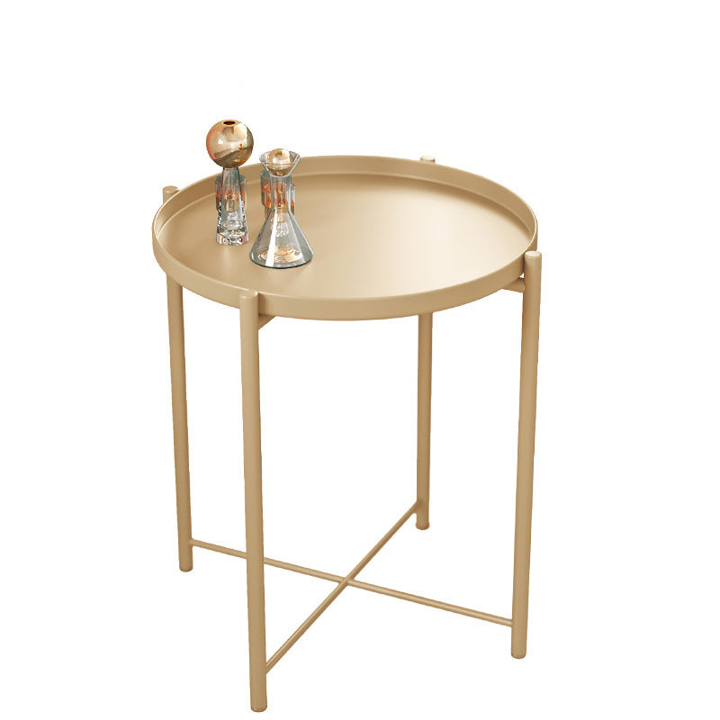 20.4" Tall 4 Legs/Cross Legs End Table Metal Round Tray Top Side End Table