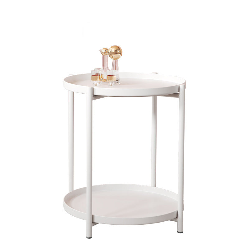 20.4" Tall 4 Legs/Cross Legs End Table Metal Round Tray Top Side End Table