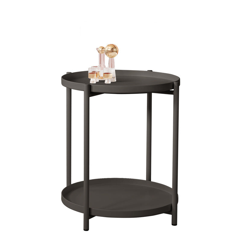 20.4" Tall 4 Legs/Cross Legs End Table Metal Round Tray Top Side End Table