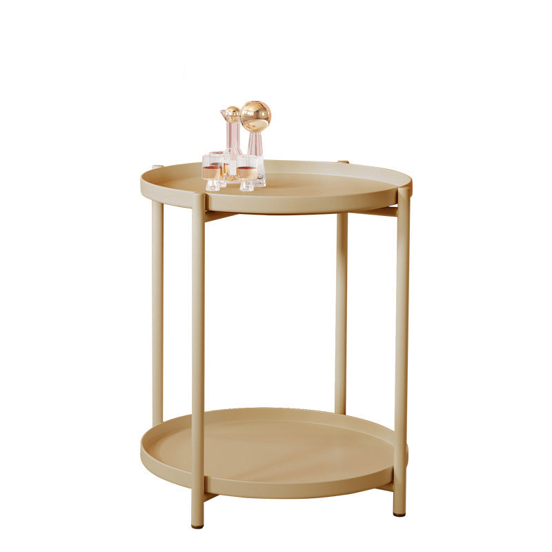 20.4" Tall 4 Legs/Cross Legs End Table Metal Round Tray Top Side End Table