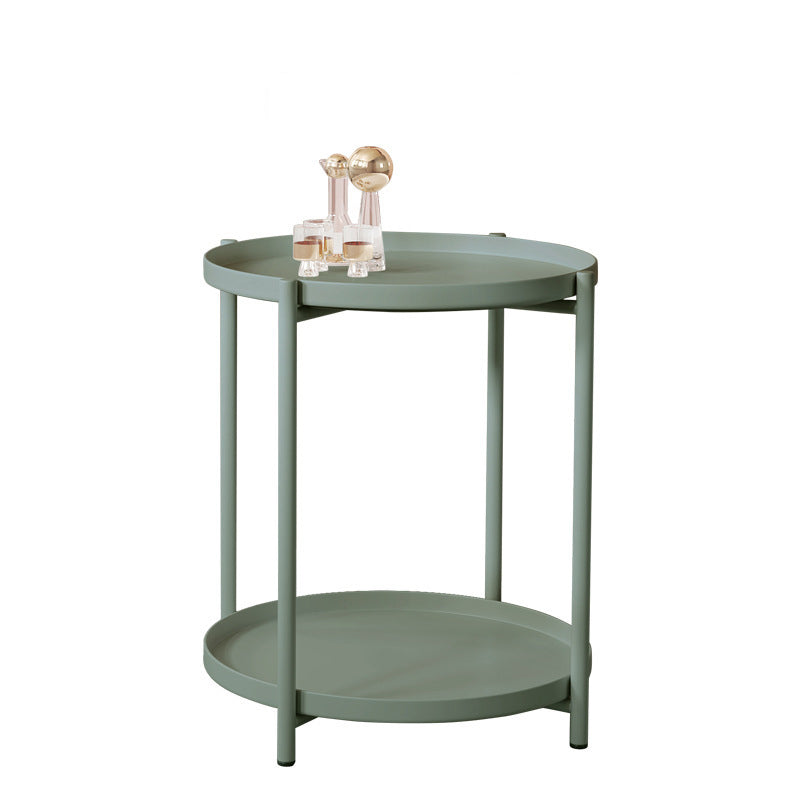 20.4" Tall 4 Legs/Cross Legs End Table Metal Round Tray Top Side End Table