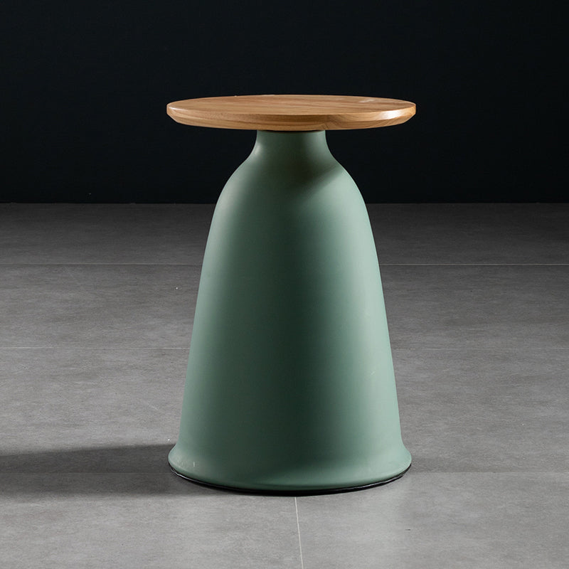 17.7"/21.6" Tall Mental Pedestal End Table Wood Round Side End Table