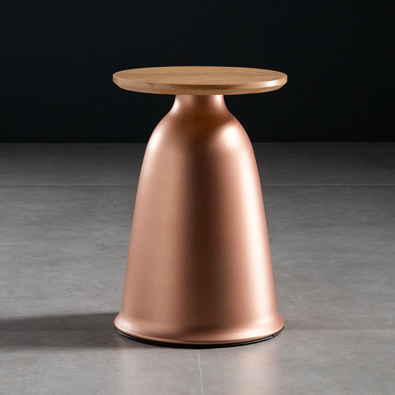 17.7"/21.6" Tall Mental Pedestal End Table Wood Round Side End Table