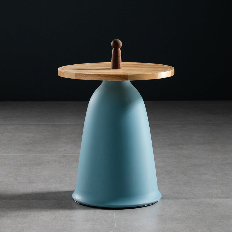 17.7"/21.6" Tall Mental Pedestal End Table Wood Round Side End Table