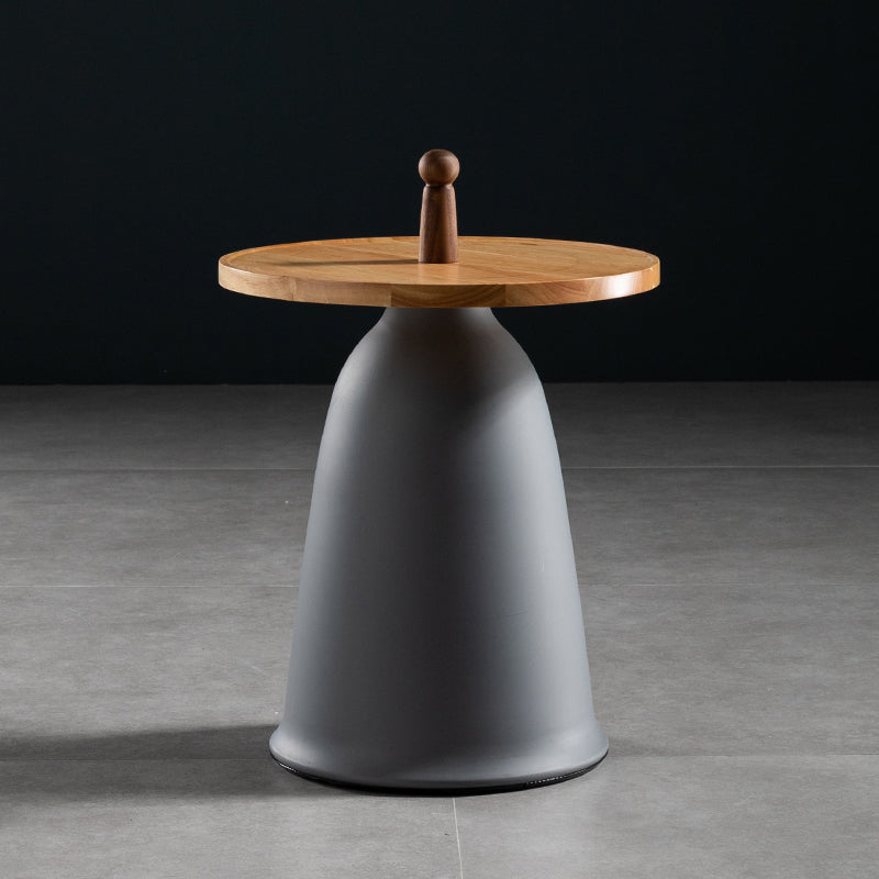 17.7"/21.6" Tall Mental Pedestal End Table Wood Round Side End Table