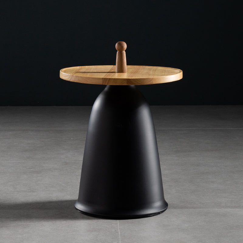 17.7"/21.6" Tall Mental Pedestal End Table Wood Round Side End Table