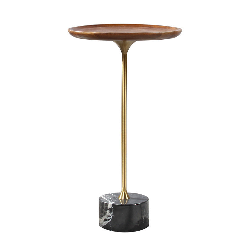 23.6"/27.5" Tall Marble Pedestal Side Table Wood Round Side End Table