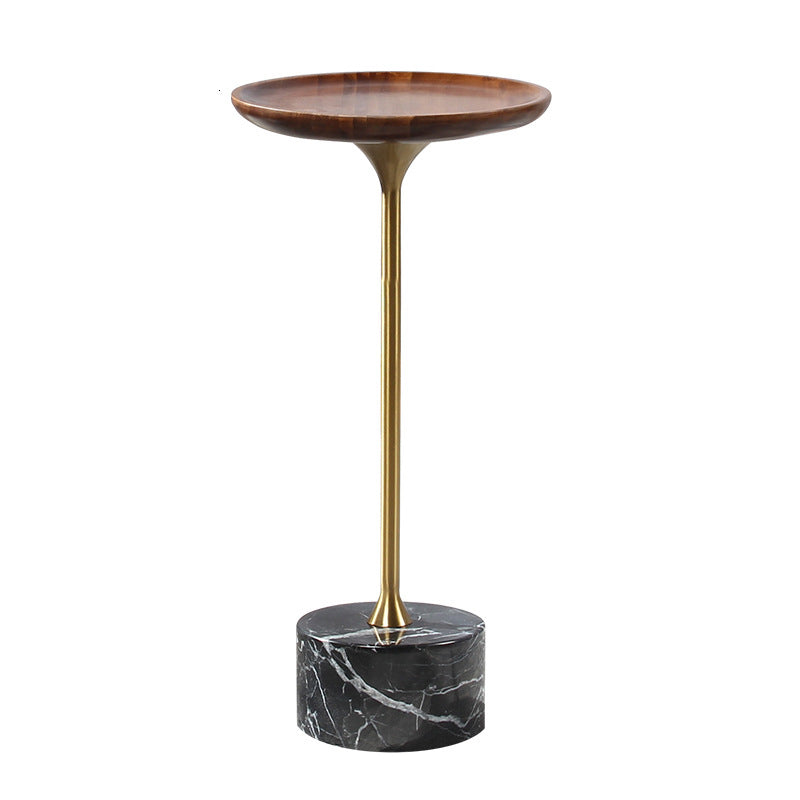 23.6"/27.5" Tall Marble Pedestal Side Table Wood Round Side End Table