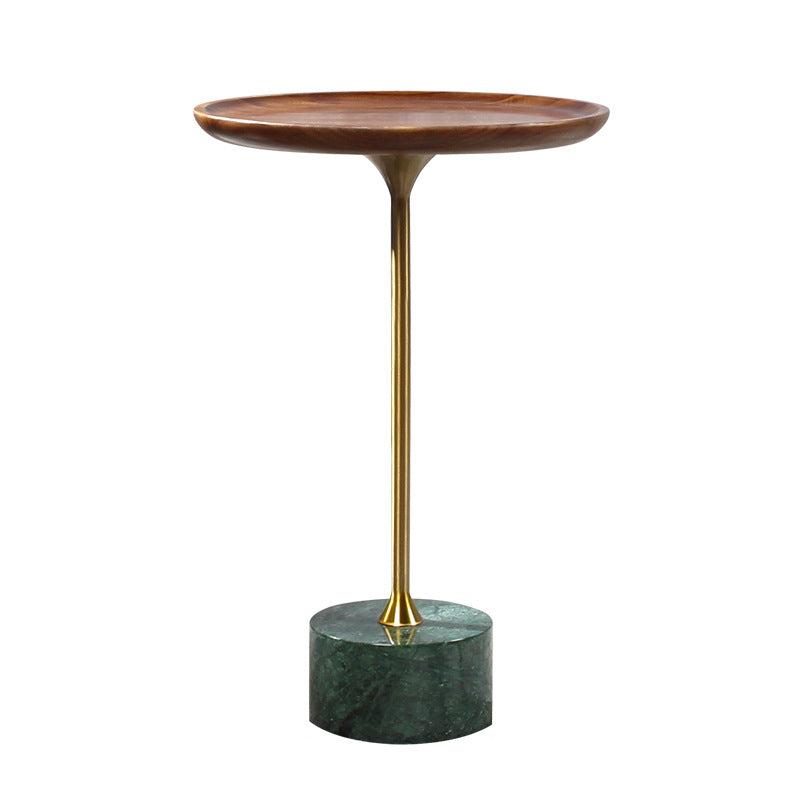 23.6"/27.5" Tall Marble Pedestal Side Table Wood Round Side End Table