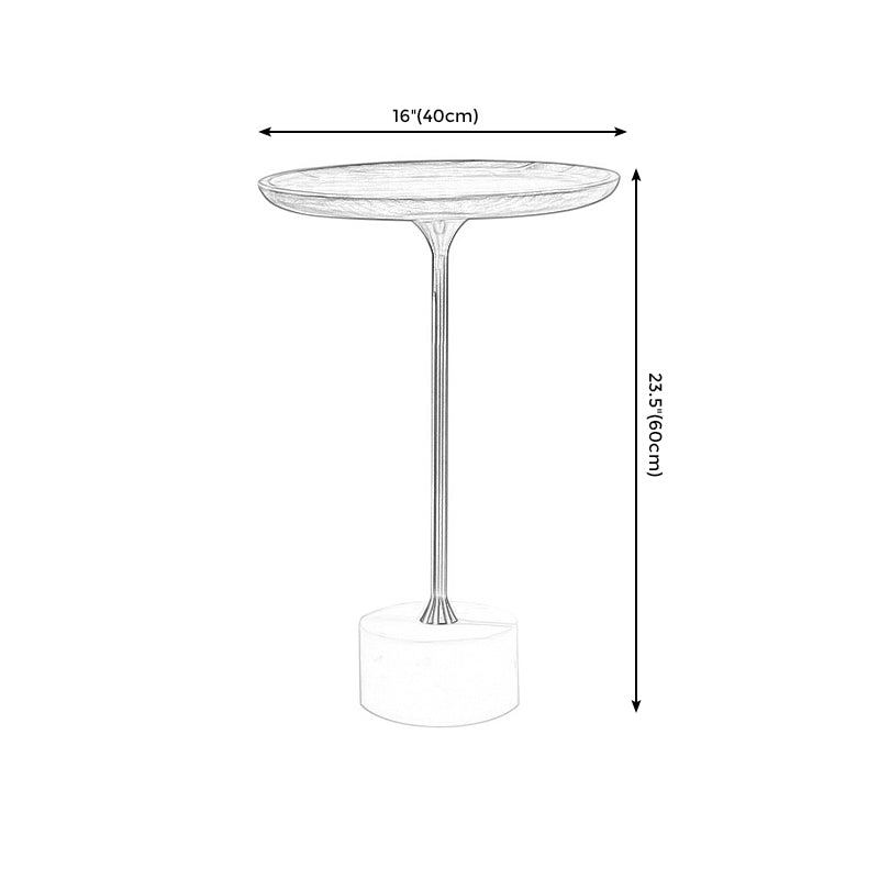 23.6"/27.5" Tall Marble Pedestal Side Table Wood Round Side End Table