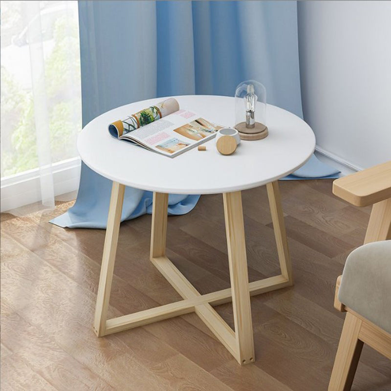 27.5" Tall Cross Legs Side Table Wood Natural/ White Round Side End Table